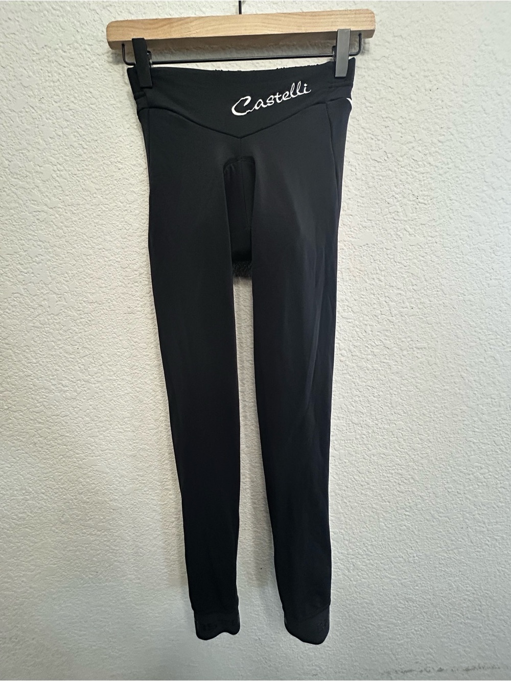Castelli Sorpasso 2 Womens Cycling Tights Black White Padded Ankle Zip Small S
